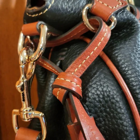 Dooney & Bourke Black and Brown Structured Leather Satchel - Picture 3 of 13